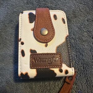 Wrangler Brown & White Cowhide Print Compact Wallet